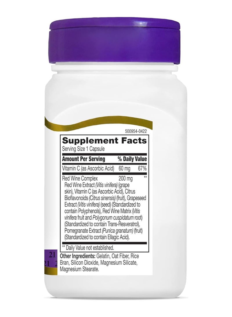 21st Century Resveratrol Red Wine Extract Dietary Supplement - 90 Capsules - Image 2